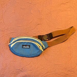 Kavu Blue Belt Bag with Brown Strap